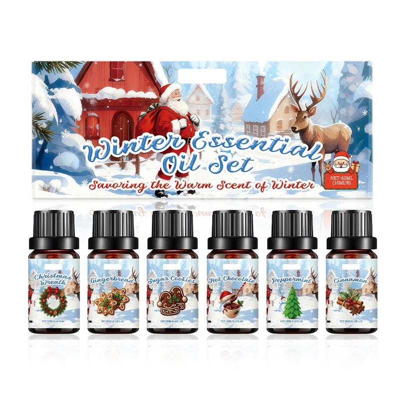 Winter Christmas Aromatherapy Essential Oil Set - Freshens Indoor Air and Creates a Festive Atmosphere for Home Use. SKU00001113 10ml6pcs